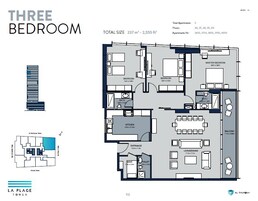 3 Beds 2555 Sq. Ft. Apartment in Al Thuriah La Plage Tower