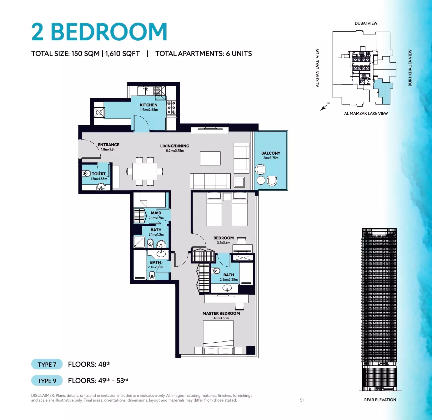 2 Beds 1610 Sq. Ft. Apartment in Al Thuriah S1 Tower