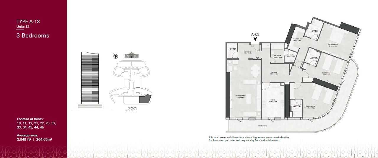 3 Beds 2848 Sq. Ft. Apartment in Albatha Joud Tower