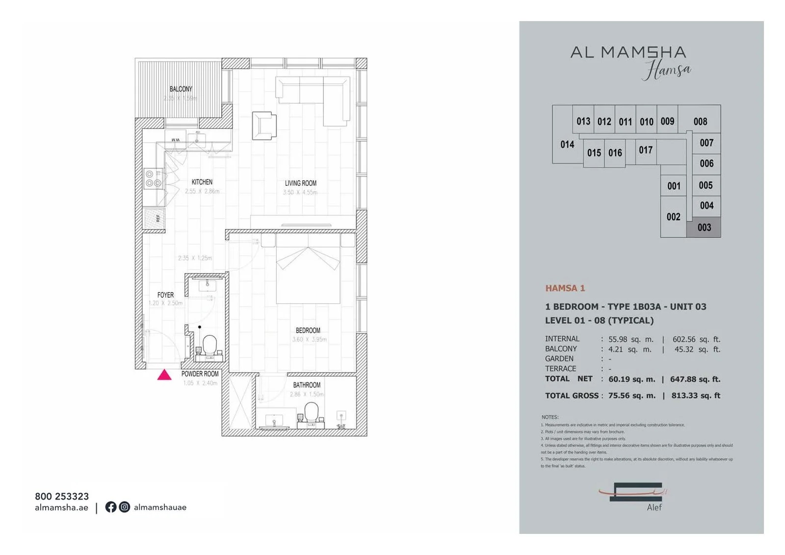 1 Bed 813 Sq. Ft. Apartment in Alef Al Mamsha Hamsa