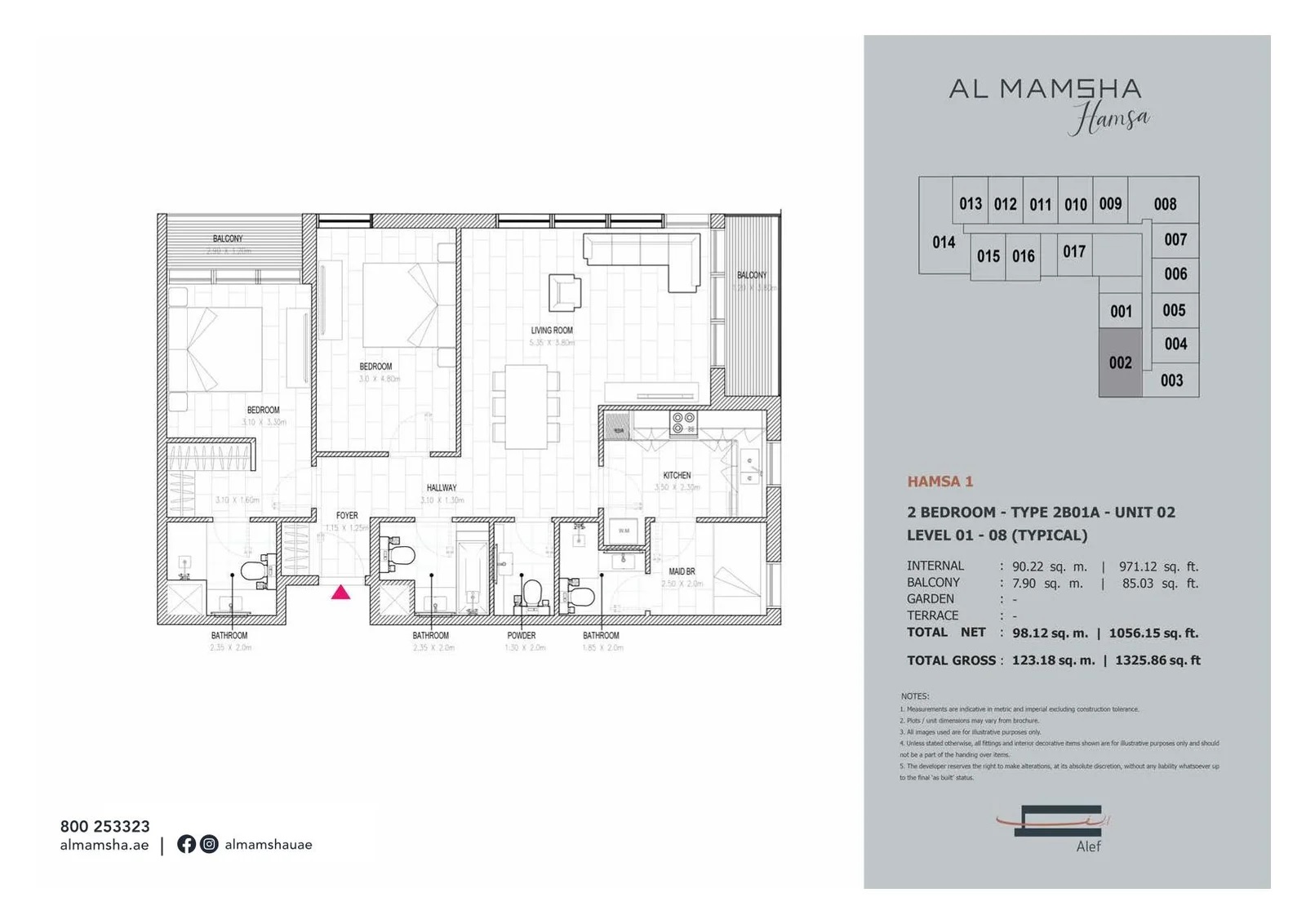 2 Beds 1325 Sq. Ft. Apartment in Alef Al Mamsha Hamsa