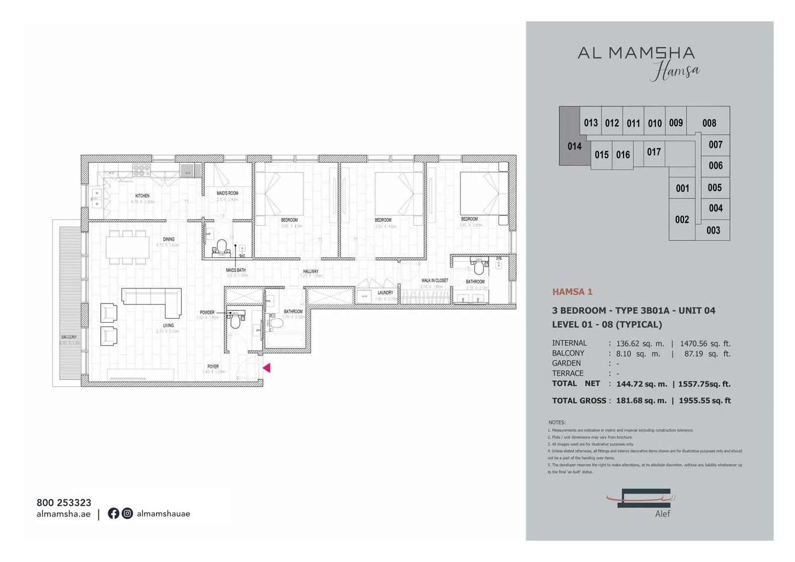 3 Beds 1955 Sq. Ft. Apartment in Alef Al Mamsha Hamsa