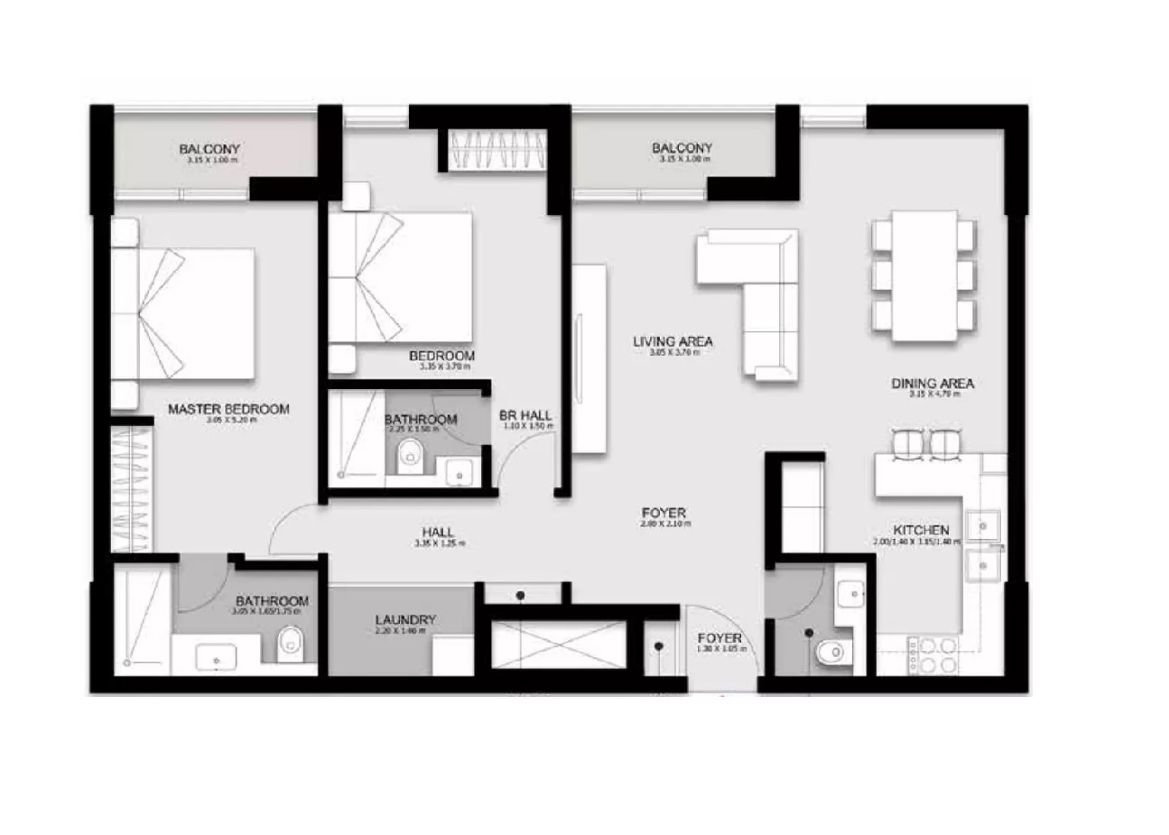 2 Beds 1296 Sq. Ft. Apartment in Alef Darb