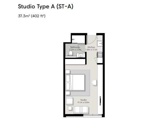 Arada Areej Apartments Studio Layout