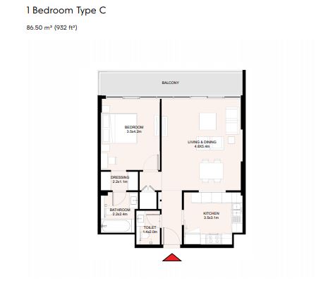 1 Bed 932 Sq. Ft. Apartment in Arada Misk Apartments