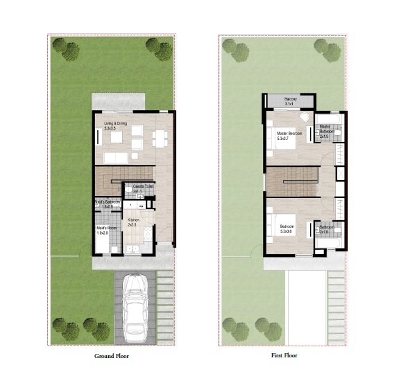 Arada Nasma Residences 2 Beds Layout