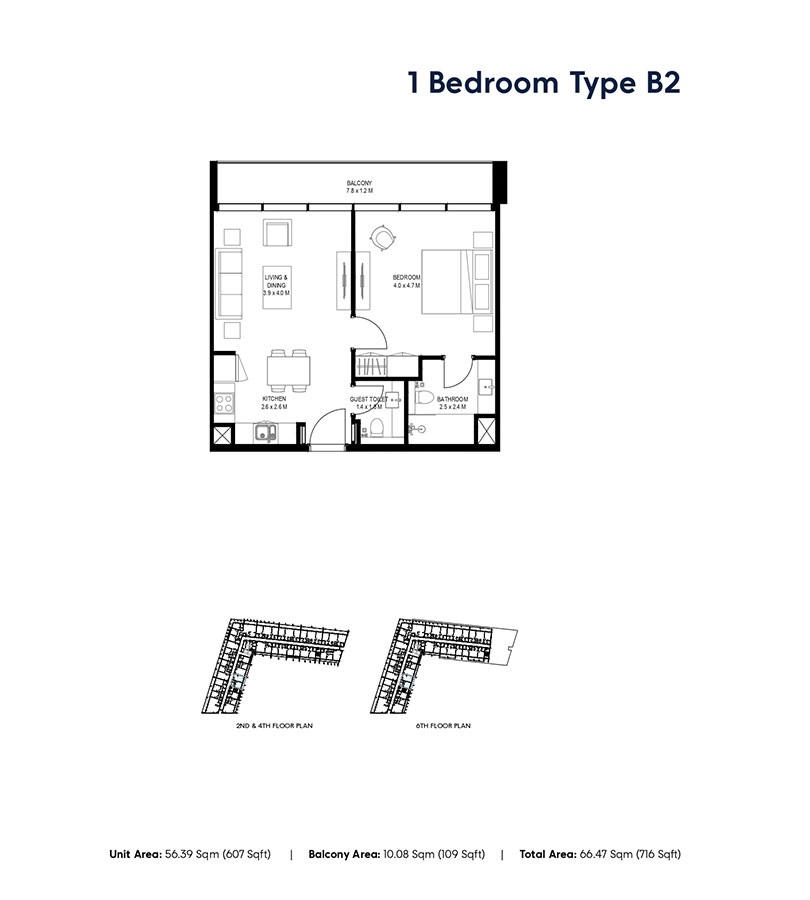 Arada Nesba 1 Bed Layout