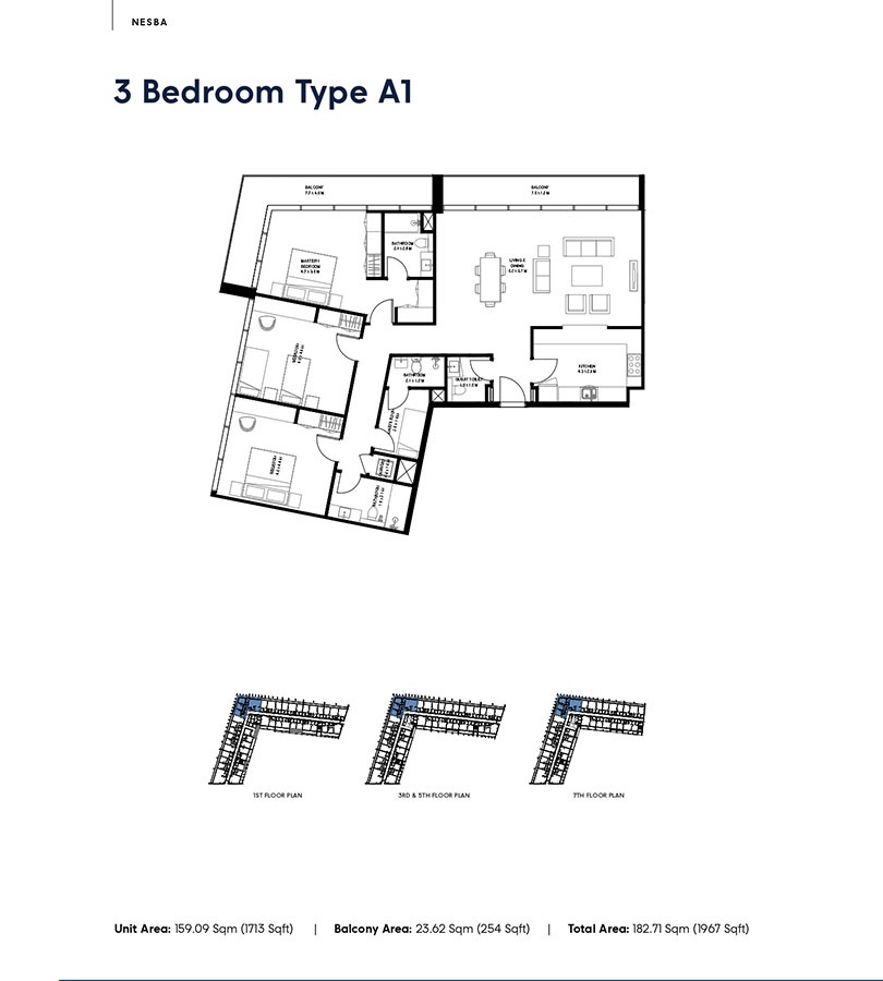 Arada Nesba 3 Beds Layout