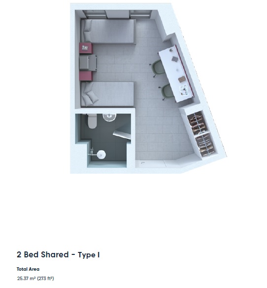 Arada Nest 2 Beds Layout