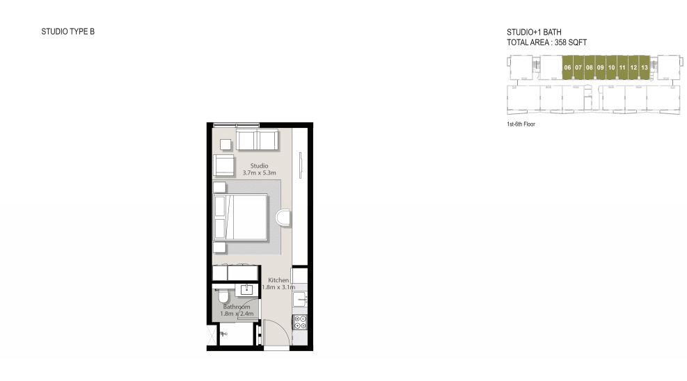 Arada Rehan Apartments Studio Layout