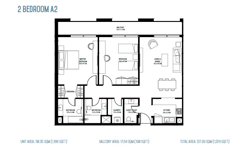 2 Beds 1378 Sq. Ft. Apartment in Arada Rove Home