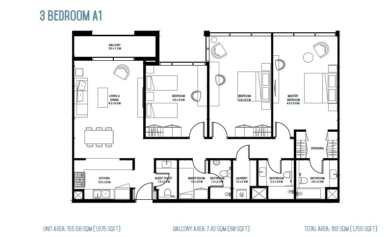 3 Beds 1755 Sq. Ft. Apartment in Arada Rove Home