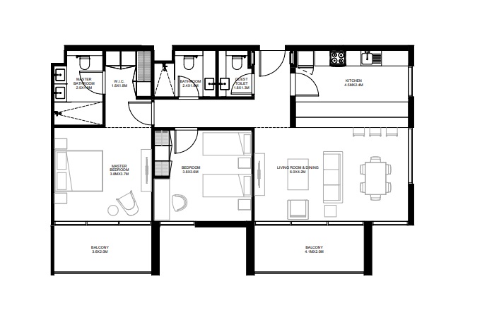 Arada The Gate 2 Beds Layout
