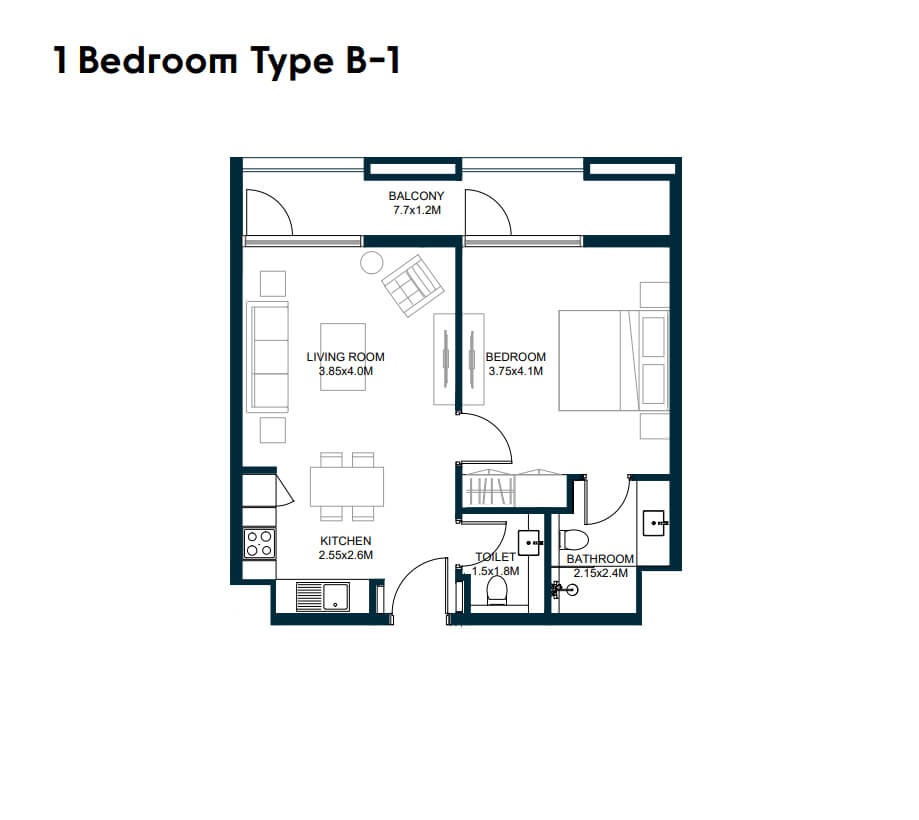 Arada Tiraz Apartments 1 Bed Layout