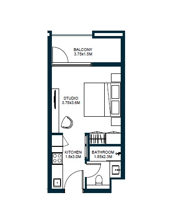 Arada Tiraz Apartments Studio Layout