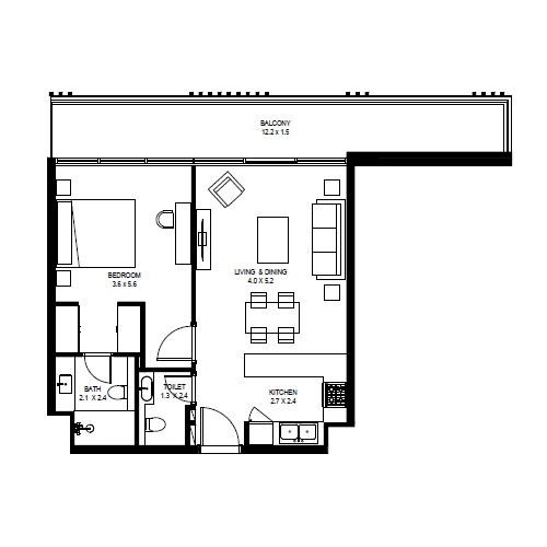 Arada Vida Residences 3 1 Bed Layout
