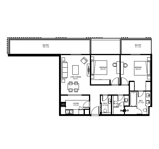Arada Vida Residences 3 2 Beds Layout