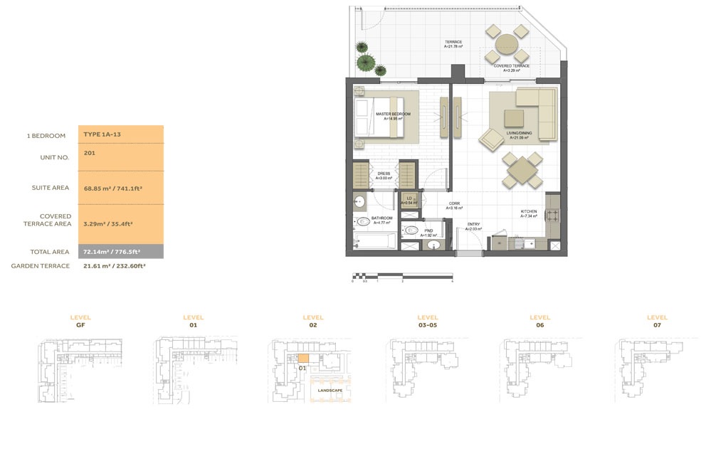 Eagle Maryam Gate Residences 1 Bed Layout