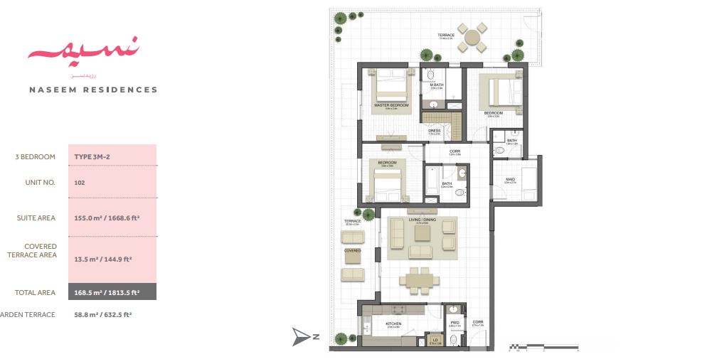 Eagle Naseem Residences 3 Beds Layout