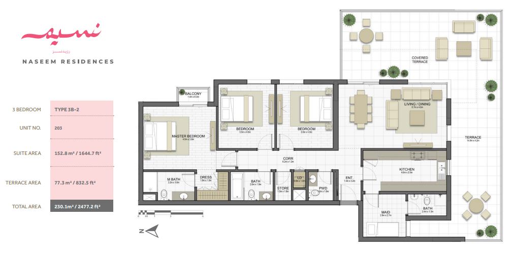 Eagle Naseem Residences 3 Beds Layout