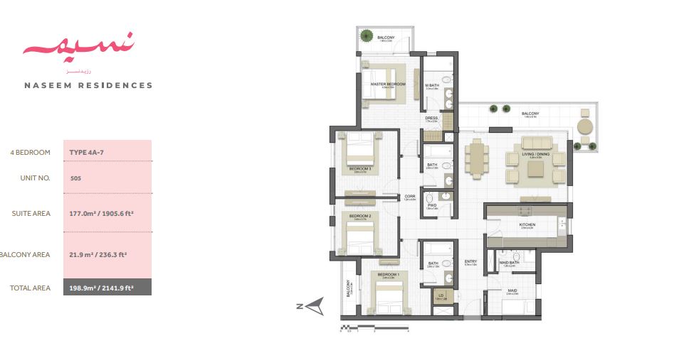 Eagle Naseem Residences 4 Beds Layout