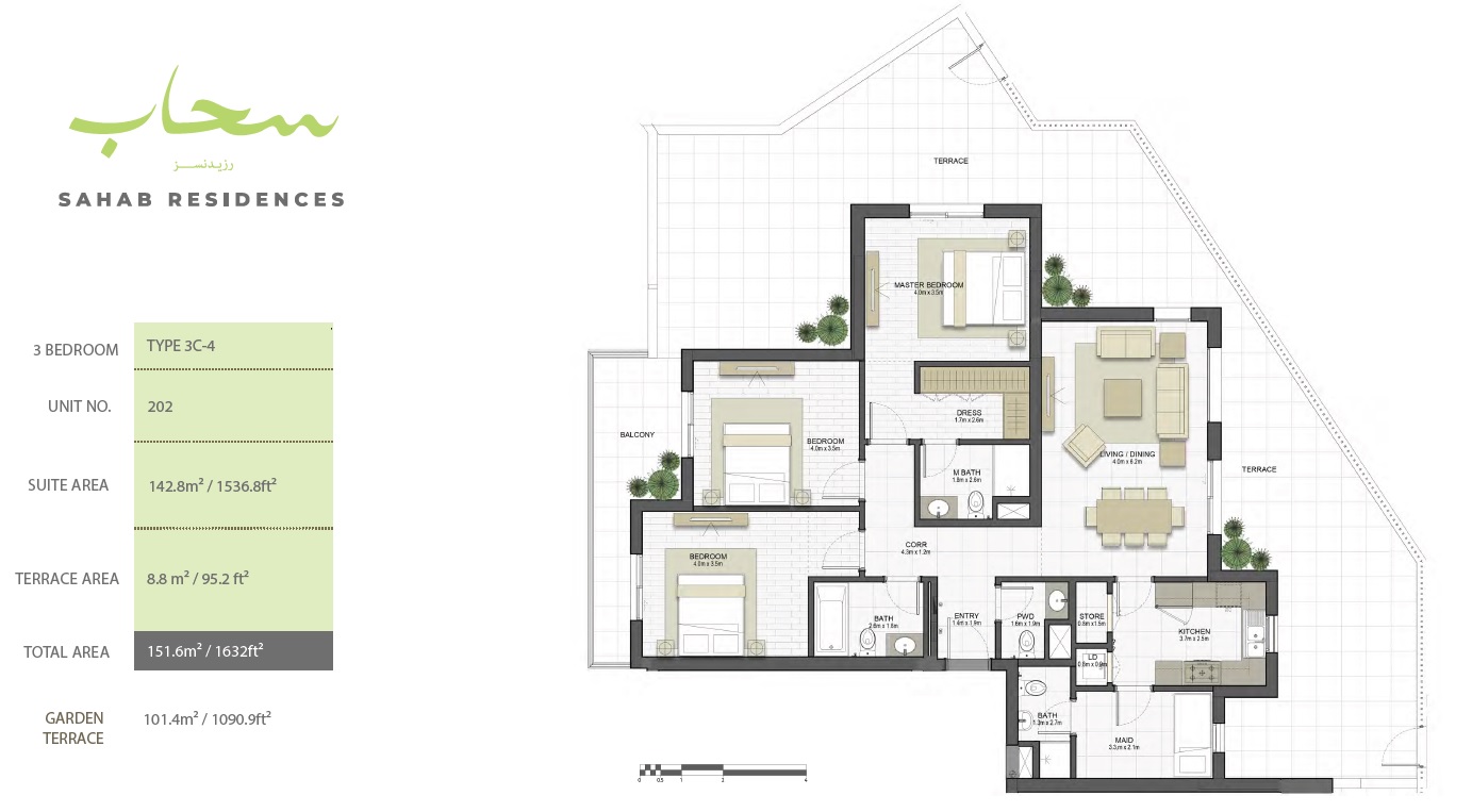 Eagle Sahab Residences 3 Beds Layout