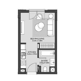 Eagle Sapphire Beach Residence Studio Layout