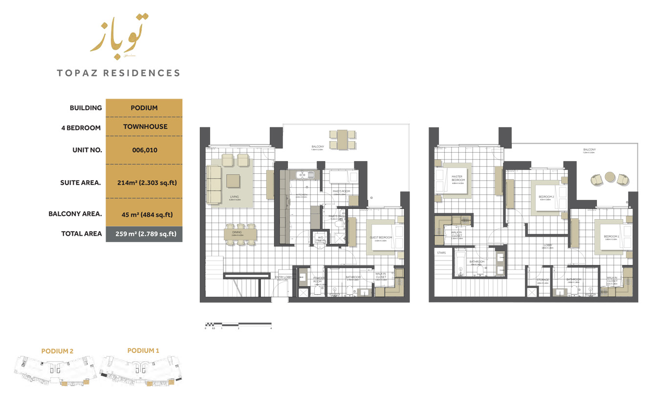 Eagle Topaz Residences 4 Beds Layout