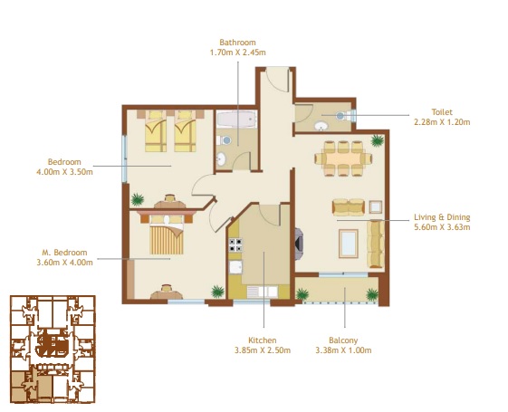 Fam Afamia Tower 2 Beds Layout