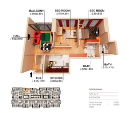 2 Beds 1258 Sq. Ft. Apartment in Fam Family Tower