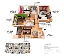 3 Beds 1662 Sq. Ft. Apartment in Fam Family Tower