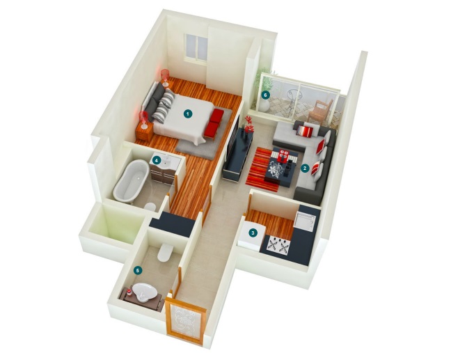 Fam Holding Al Aamra Tower 1 Bed Layout