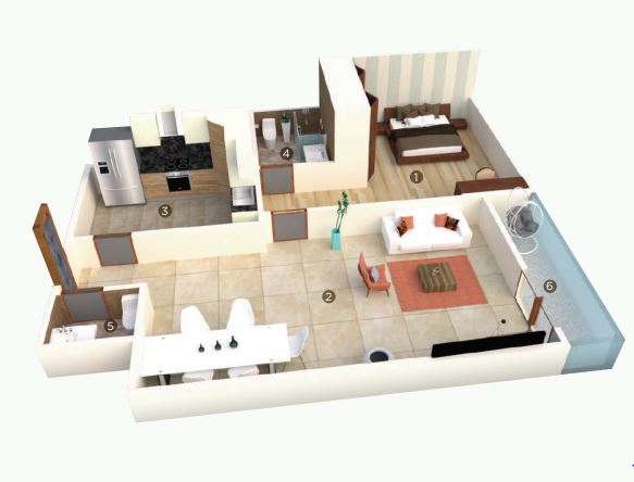 Fam Holding Al Mazraa Tower 1 Bed Layout