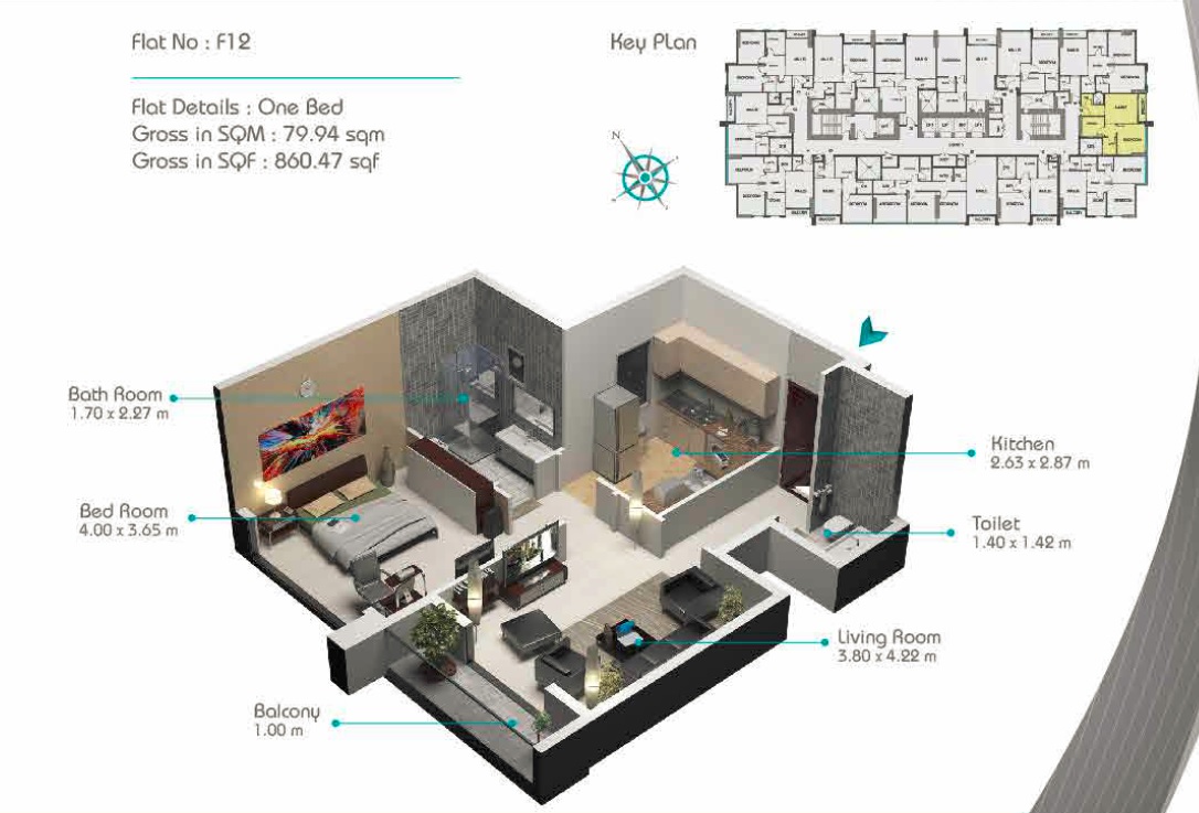 Fam Smart Tower 2 1 Bed Layout