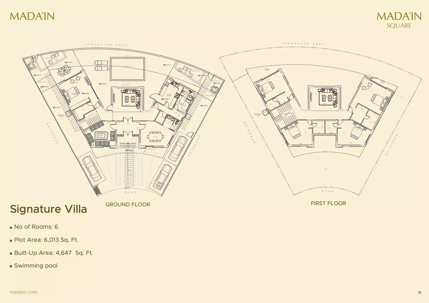 6 Beds 4647 Sq. Ft. Villa in Madain Square