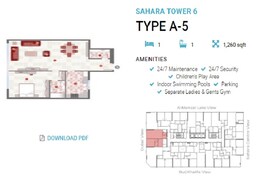 1 Bed 1260 Sq. Ft. Apartment in Sahara Tower