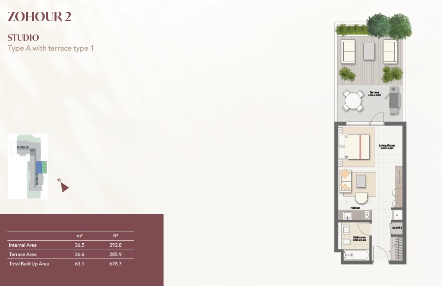 Sharjah Uptown Al Zahia Studio Layout