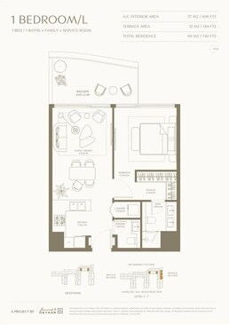 1 Bed 743 Sq. Ft. Apartment in Deyaar AYA Beachfront Residences