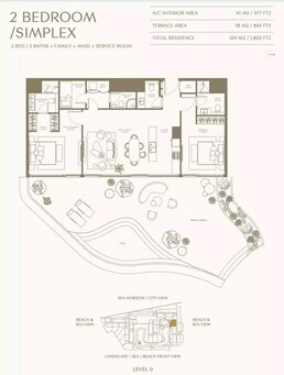 2 Beds 1820 Sq. Ft. Apartment in Deyaar AYA Beachfront Residences