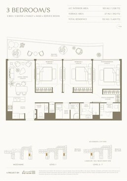 3 Beds 1420 Sq. Ft. Apartment in Deyaar AYA Beachfront Residences