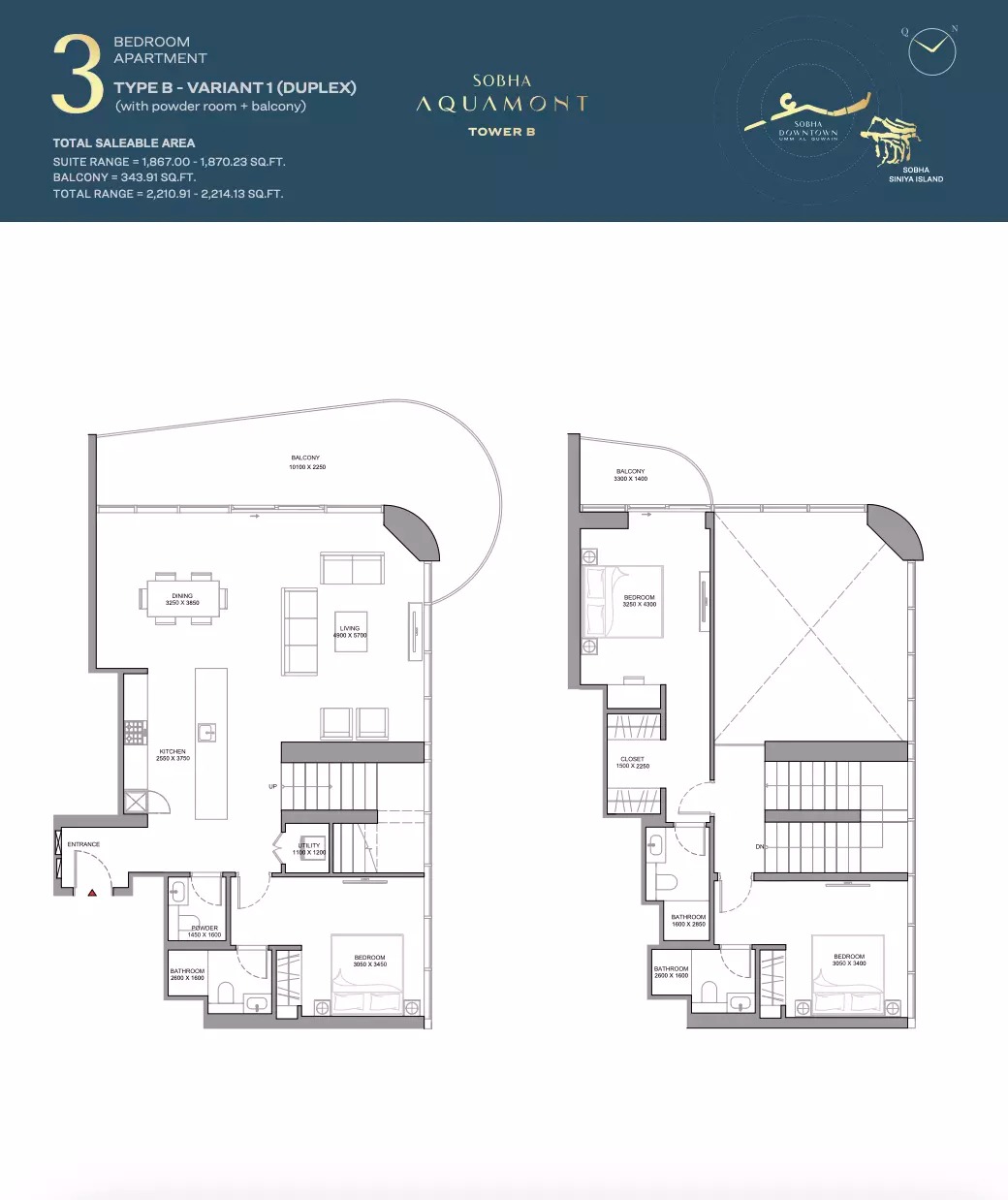 3 Beds 2211 Sq. Ft. Apartment in Sobha Aquamont