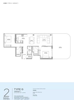 2 Beds 1358 Sq. Ft. Apartment in Sobha Canalside Marina Residences