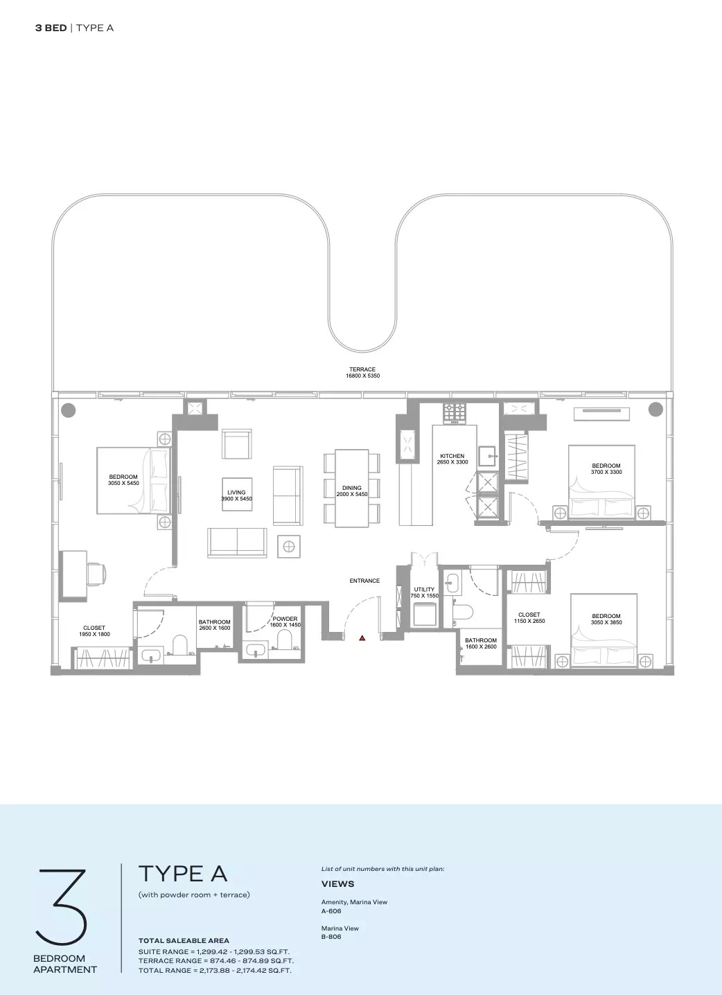 3 Beds 2173 Sq. Ft. Apartment in Sobha Canalside Marina Residences