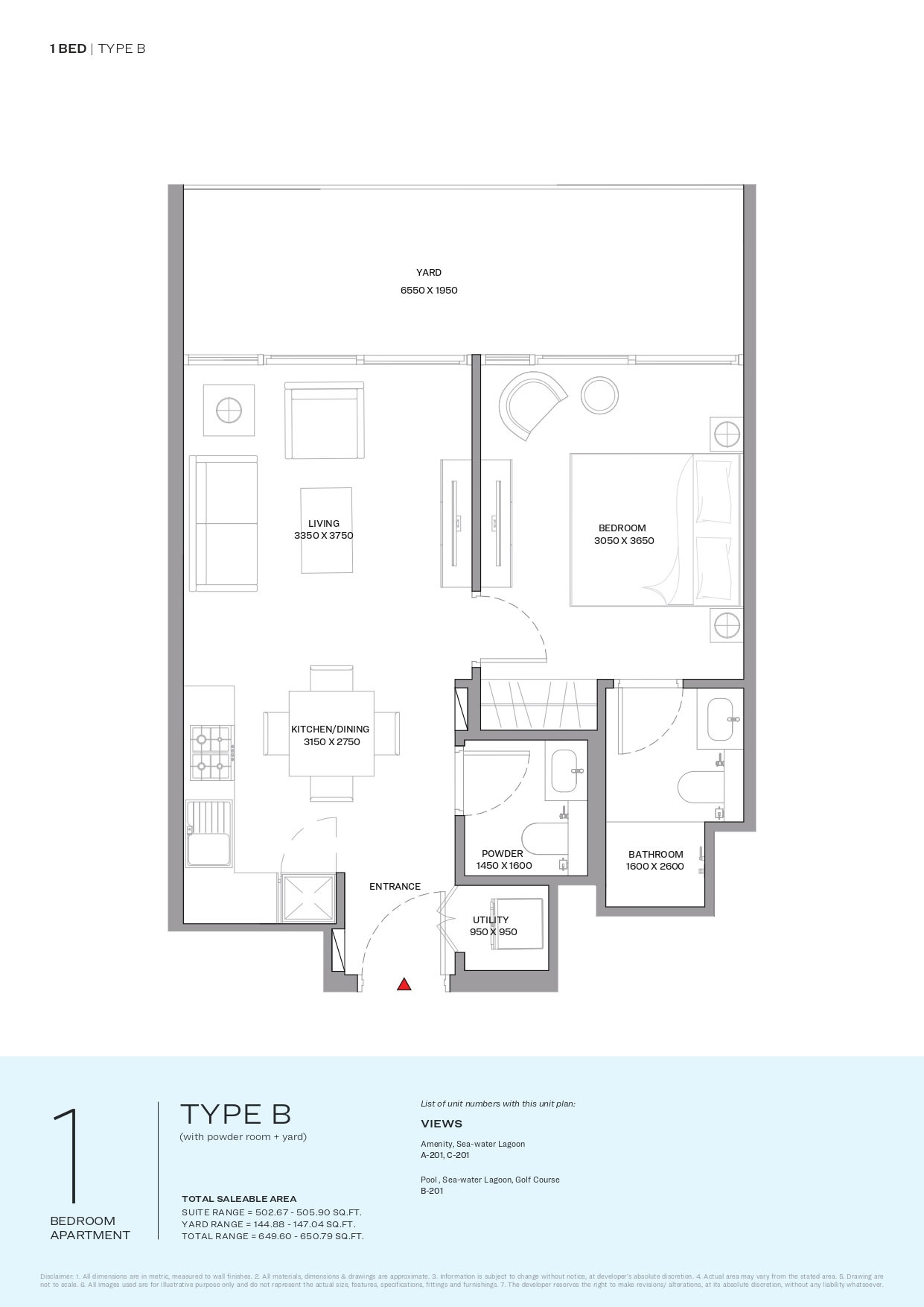 1 Bed 650 Sq. Ft. Apartment in Sobha Coraline Beach Residences