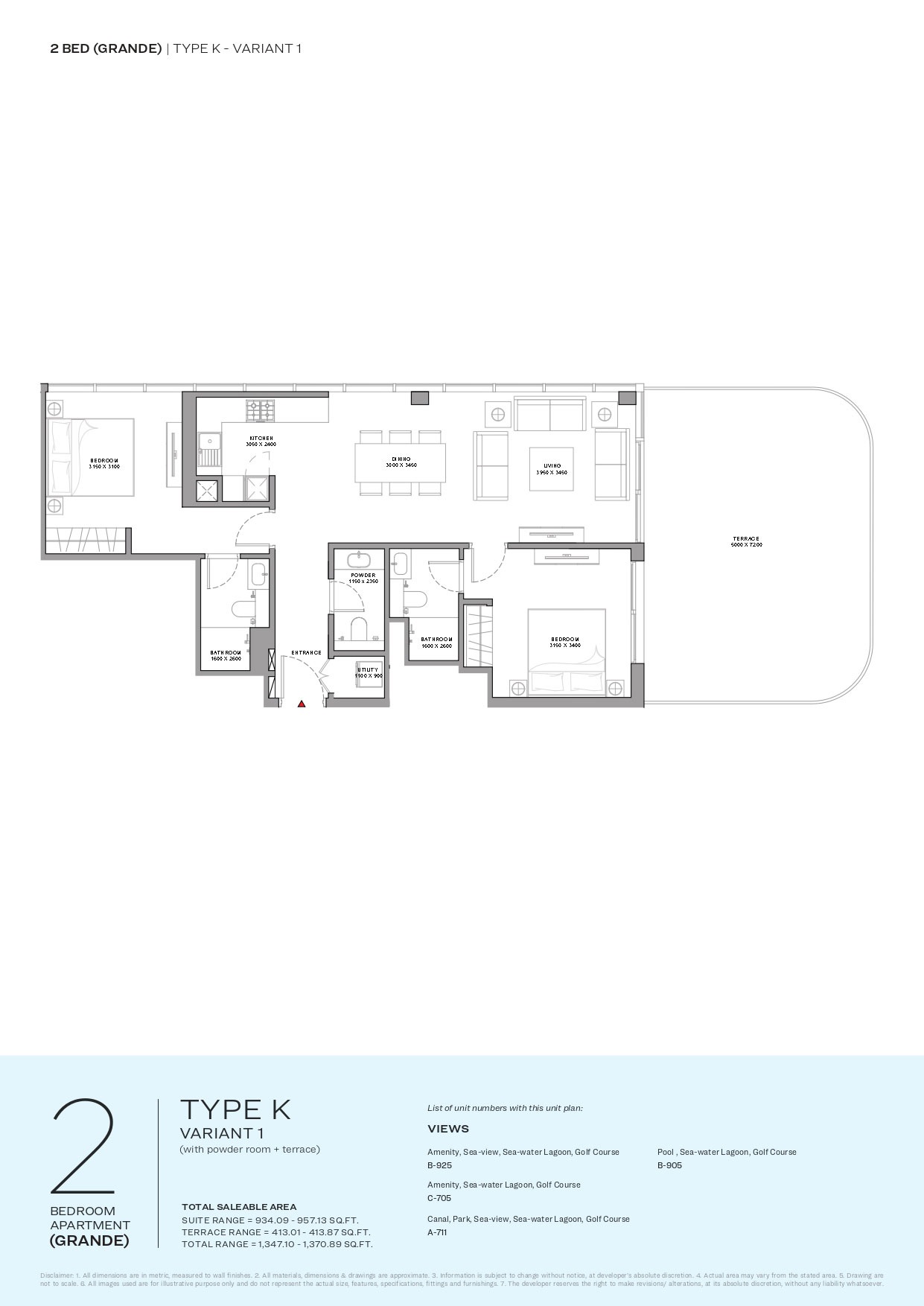 2 Beds 1370 Sq. Ft. Apartment in Sobha Coraline Beach Residences