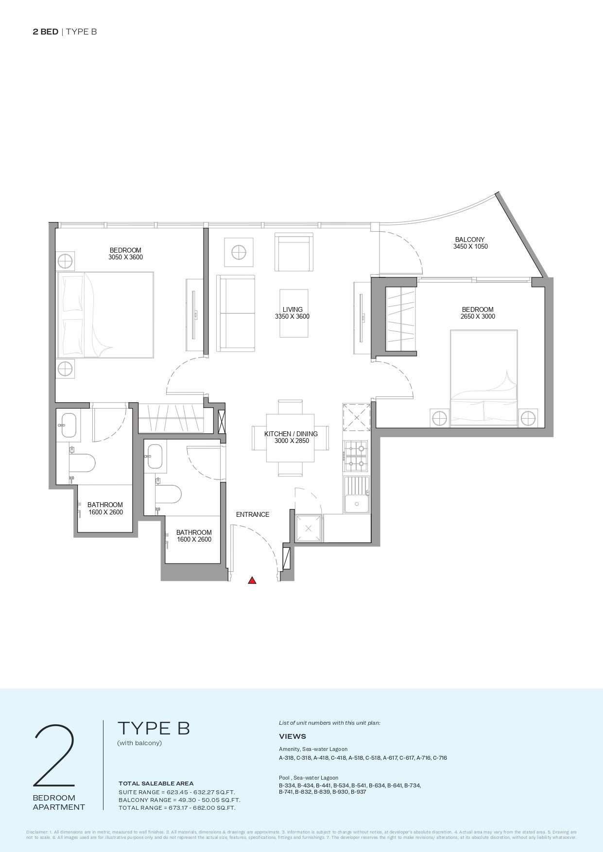2 Beds 682 Sq. Ft. Apartment in Sobha Coraline Beach Residences