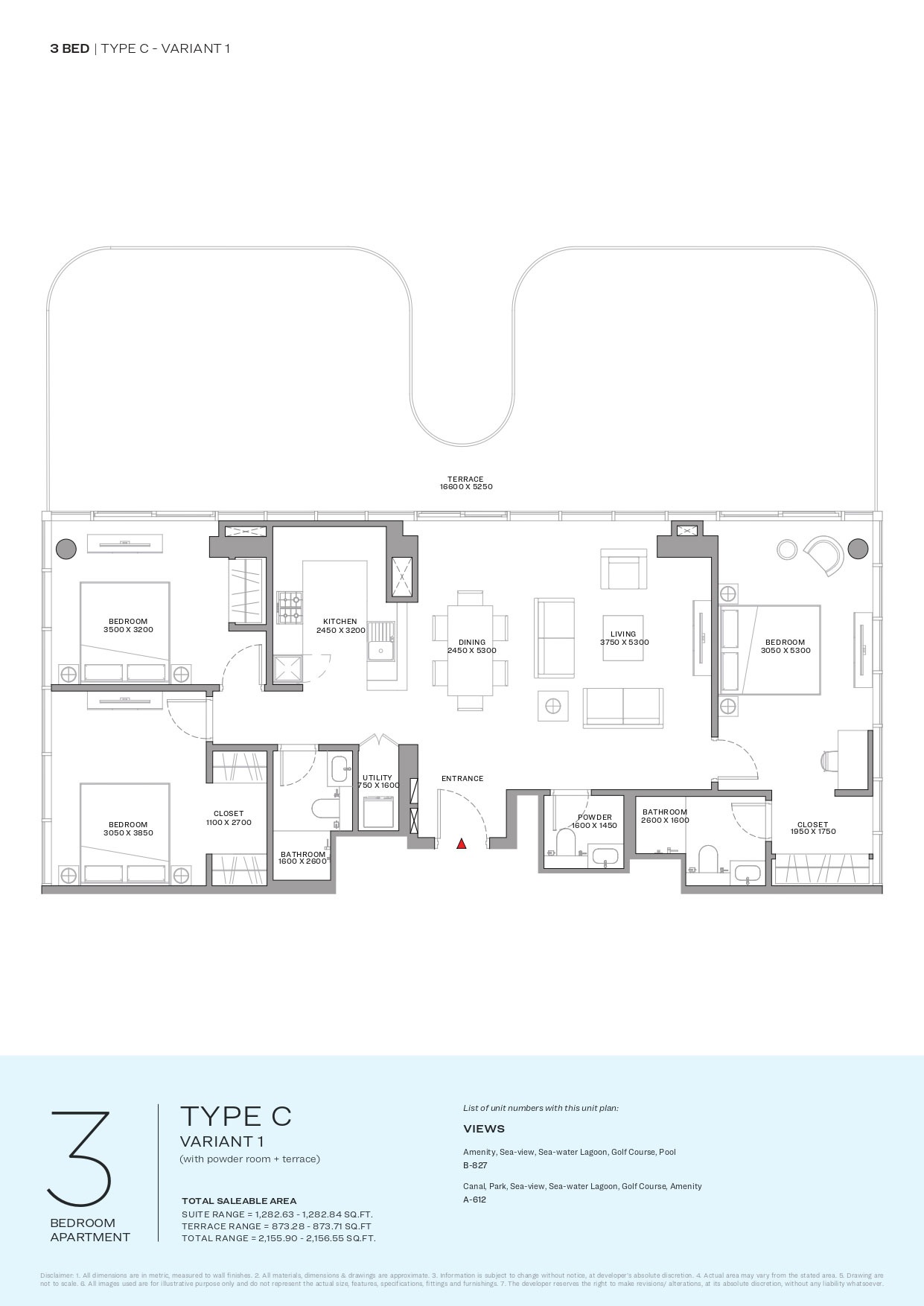 3 Beds 2156 Sq. Ft. Apartment in Sobha Coraline Beach Residences