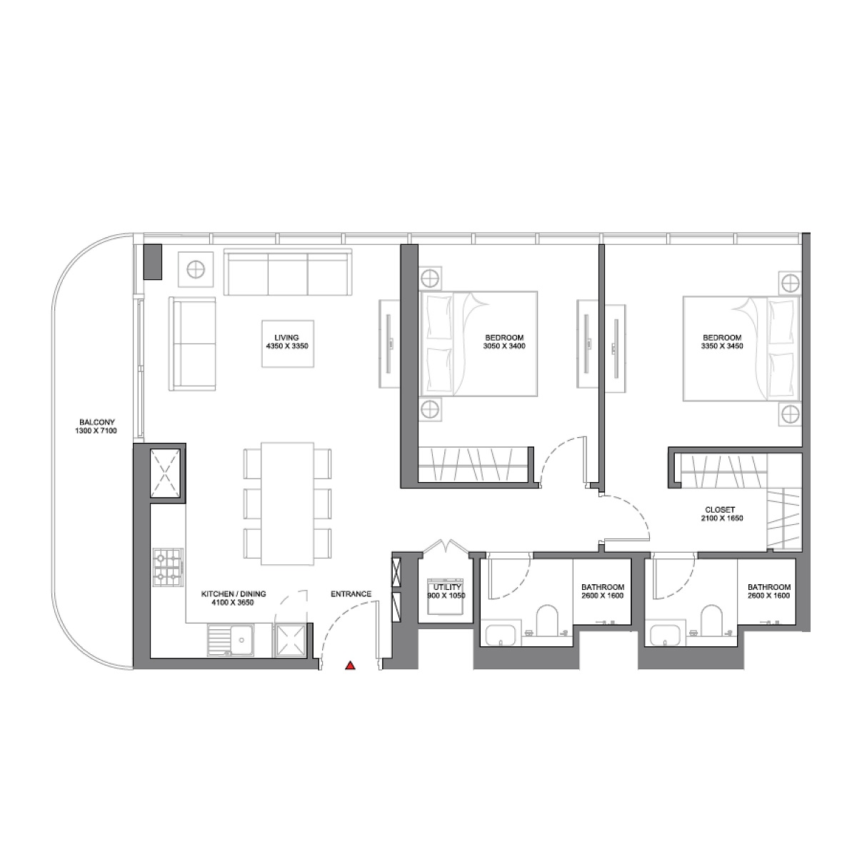 2 Beds 807 Sq. Ft. Apartment in Sobha Delphine Beach Residences