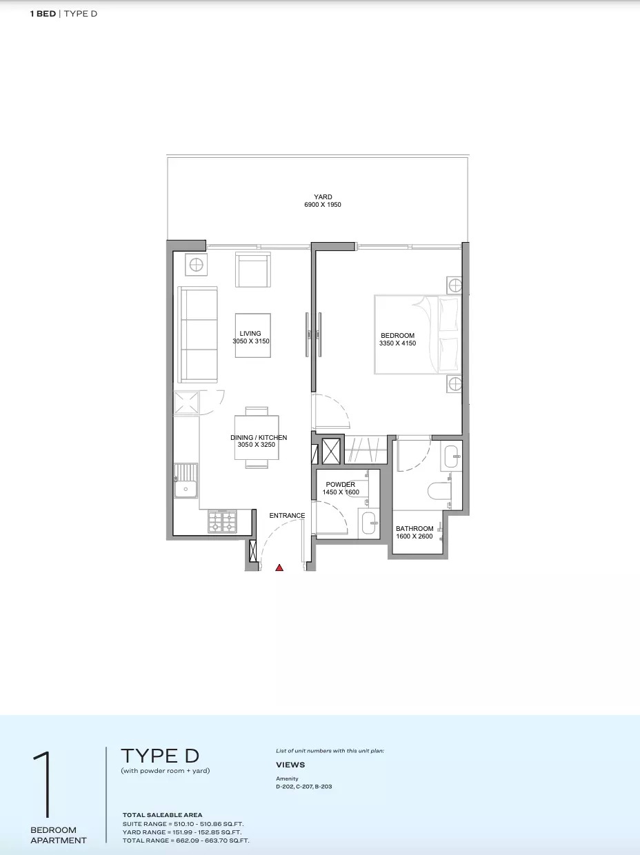 1 Bed 663 Sq. Ft. Apartment in Sobha Florine Beach Residences