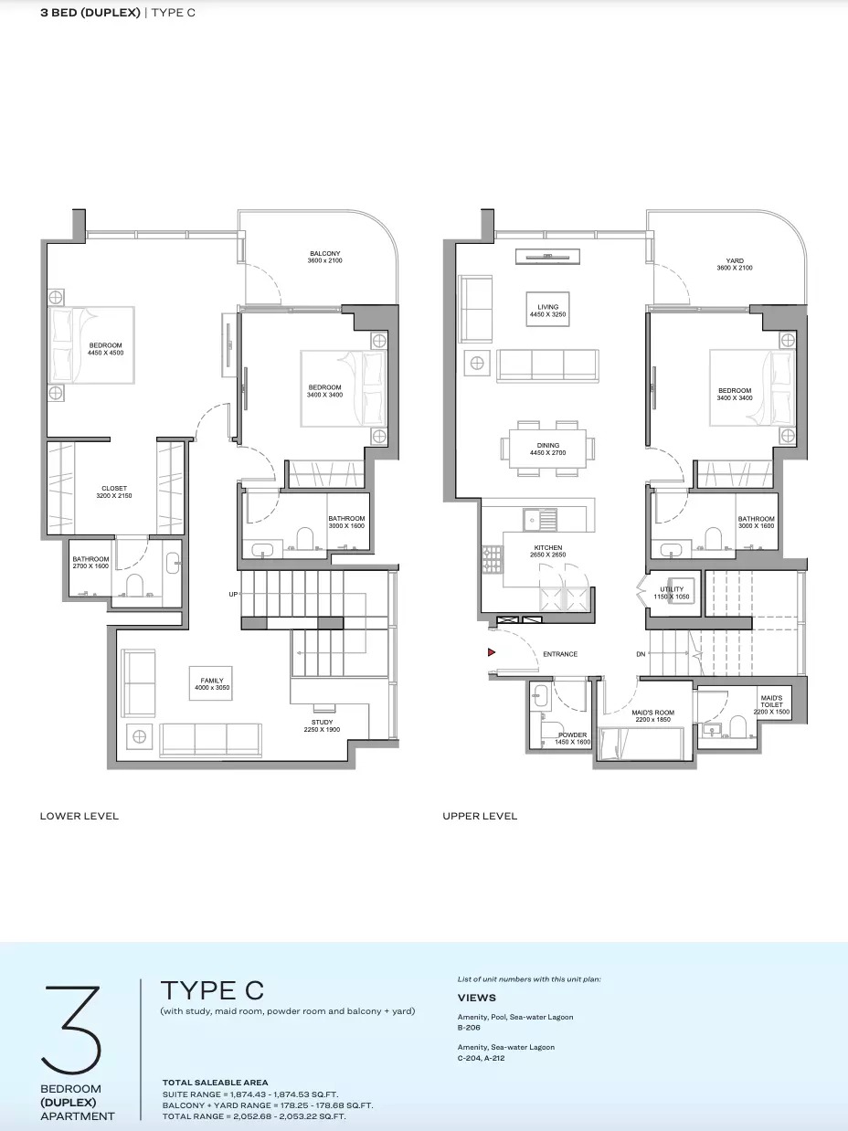3 Beds 2053 Sq. Ft. Apartment in Sobha Florine Beach Residences